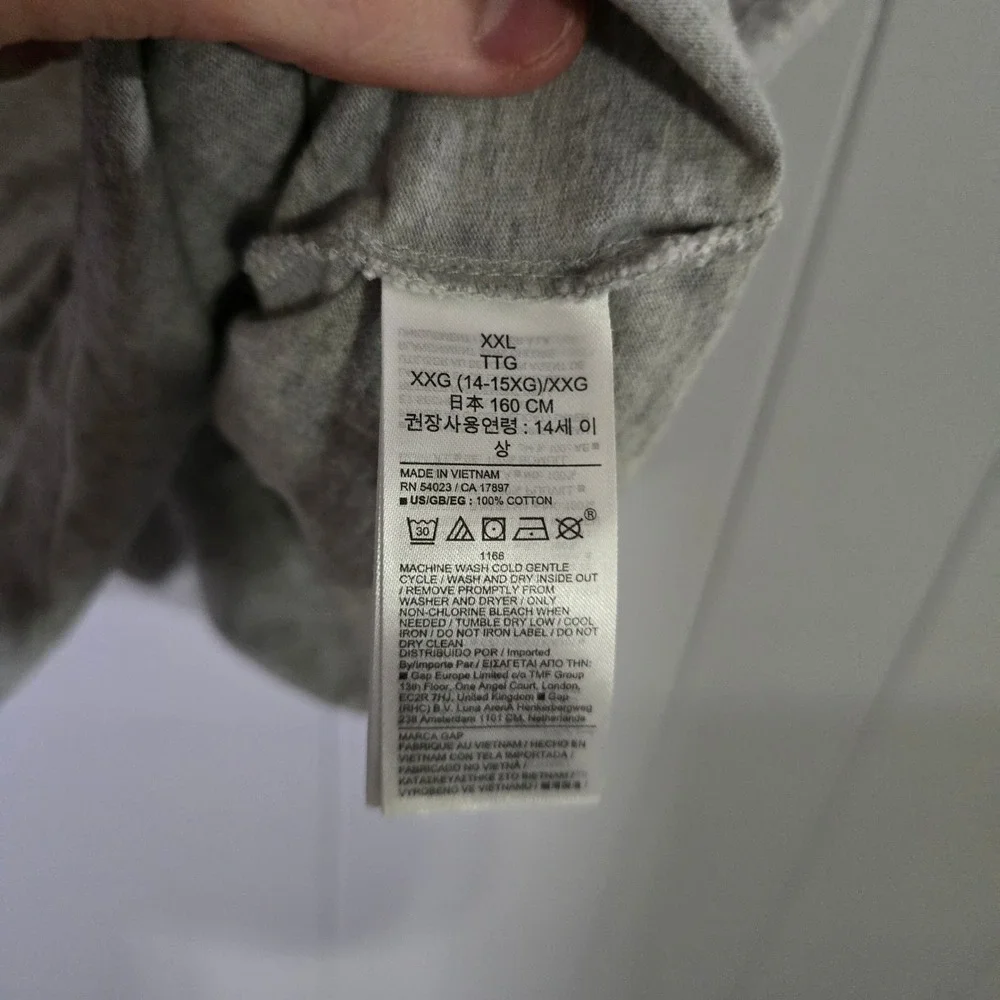 Gap‎ Kids XXL 14-16 Heather Gray Short Sleeve T-Shirt Original Tee 100% Cotton